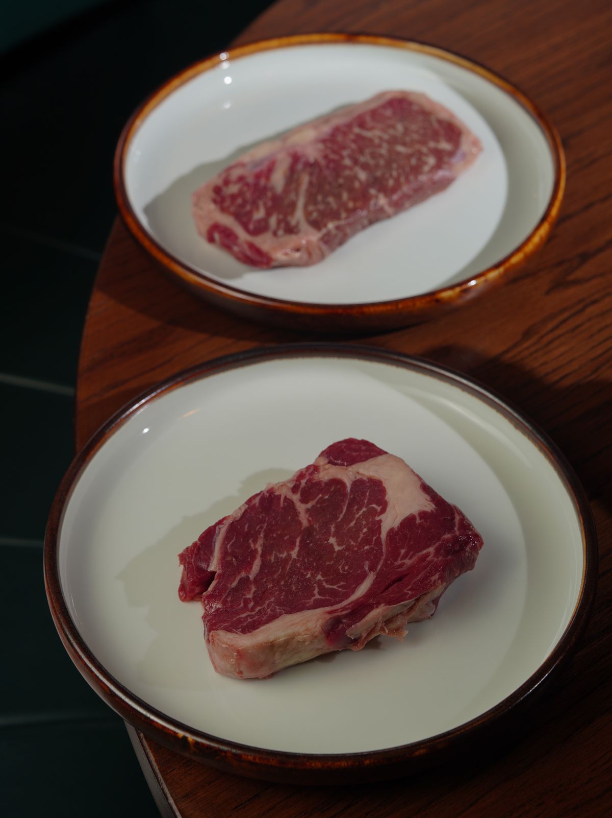 Fresh marbled ribeye steak